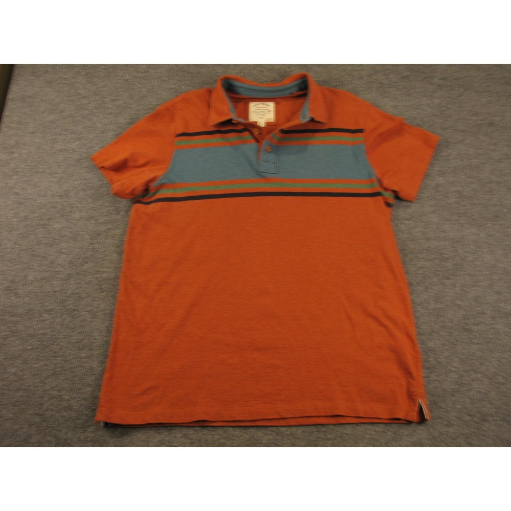 Fat Face Mens Orange Striped Short Sleeve Cotton Polo Shirt Large 09847